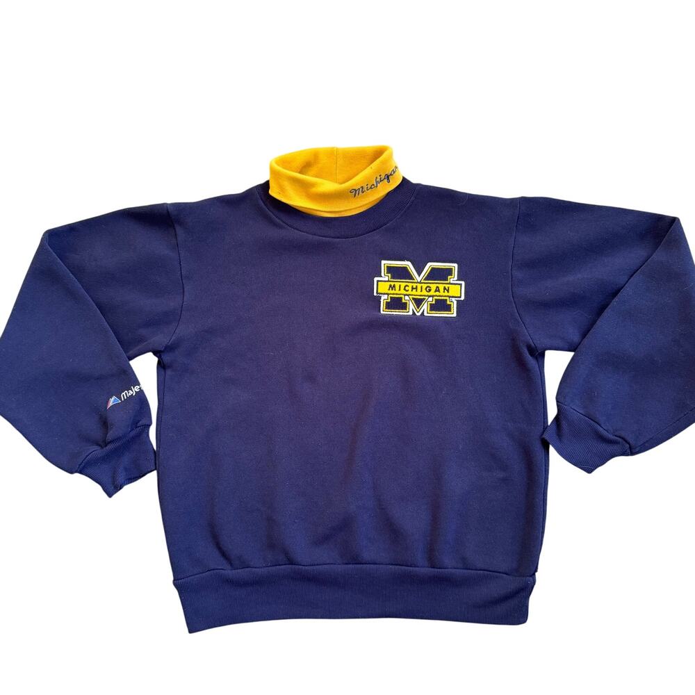 Vtg 1990s Majestic Youth University of Michigan Wolverines Sweatshirt Size M